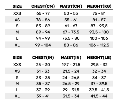 2026 Orca Womens Neo Tshirts and Vests 0 Size Chart